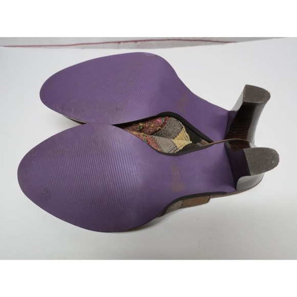 Kenzie "Touch" Leather & Fabric Mules Heels Size 9 Patchwork Quilt Look - Picture 9 of 10